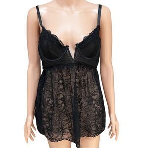 Elegant Black Lace Babydoll size M